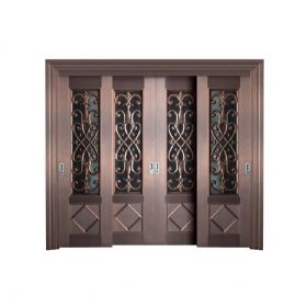 玻璃铜艺门20-6155闭月羞花-推拉移门