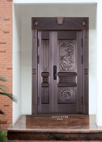 子母铜艺门20-6163花开富贵