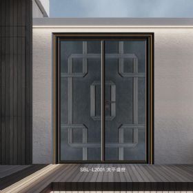 轻奢铝木装甲门SBL-L2001太平盛世